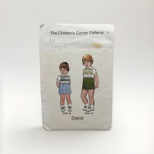 Sewing Pattern The Children’s Corner Size 3 4 David Boys Shirt Shorts Smocked